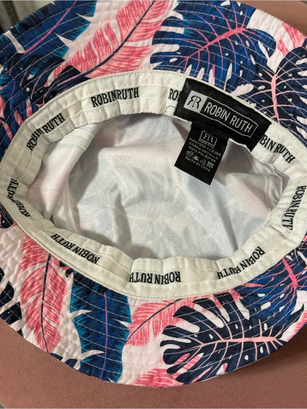 Robin Ruth Blue & Pink Tropical Leaf Bucket Hat Cancun